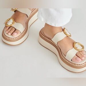 Dolce Vita Rysha nude leather espadrille Platform Sandal size 8.5